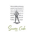 Source code, software, program, development, computer concept. Hand drawn isolated vector. Royalty Free Stock Photo