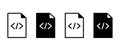 Source code vector icon. Outline file coding script sign