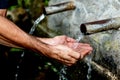 Source of two pipes with crystal clear water Royalty Free Stock Photo