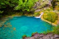 The source of Urederra or the route of the waterfalls of Baquedano, in Navarre, Spain.