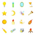 Sources of light icons set, cartoon style Royalty Free Stock Photo