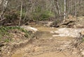 the flow of water along the river bottom in the middle of spring with various banks along the riverbed Royalty Free Stock Photo