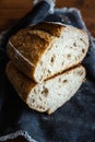 Sourdough artisan bread loaf of traditional Homemade rye starter Royalty Free Stock Photo