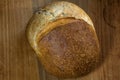 Sourdough bread on antique dough board.