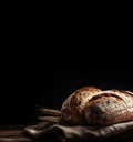A Sourdough Bread Loaf with Dark Space for Text Royalty Free Stock Photo