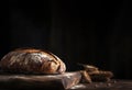 A Sourdough Bread Loaf with Dark Space for Text Royalty Free Stock Photo