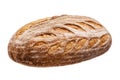 Sourdough freshly baked bread on white background