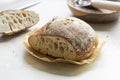 Sourdough rustic bread loaf, round homemade bread made from wild yeast