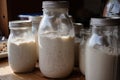 sourdough starter, being fed and cared for daily, growing more and more sour