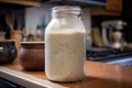 sourdough starter being kept warm and moist for optimal fermentation