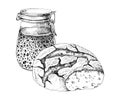 Sourdough starter in glass jar vector