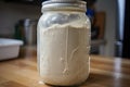 sourdough starter in jar, ready for its next cycle of baking and fermentation Royalty Free Stock Photo