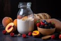 sourdough starter, with ripe and tangy fruits, mixing for healthy and flavorful breakfast