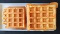 A Sourdough Waffle Stack (Top View)
