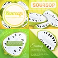 Soursop berry banner set, cartoon style