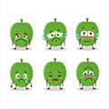Soursop cartoon in character with sad expression