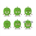 Soursop cartoon character with various angry expressions