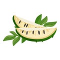 Soursop pieces icon cartoon vector. Leaf tree