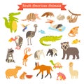 Sourth America animals vector illustration. Big vector set. on white background Royalty Free Stock Photo