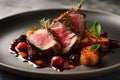 Sous vide lamb dish. Generative AI