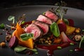 Sous vide lamb dish. Generative AI