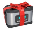 Sous vide machine with red ribbon and bow. Gift concept, 3D rendering Royalty Free Stock Photo