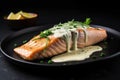 sous-vide salmon fillet, seared and served with lemon sauce