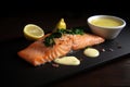 sous-vide salmon fillet, seared and served with lemon sauce