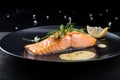 sous-vide salmon fillet, seared and served with lemon sauce