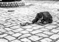 Sousse. Beggar on the square of the old city Medina