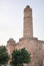 Sousse, TUNISIA - February 02, 2009: Ribat Aghlabid style - southeast corner of exterior wall with a cylindrical watch tower.