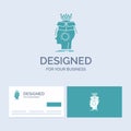 sousveillance, Artificial, brain, digital, head Business Logo Glyph Icon Symbol for your business. Turquoise Business Cards with