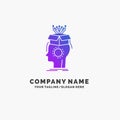 sousveillance, Artificial, brain, digital, head Purple Business Logo Template. Place for Tagline