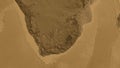 South Africa area. Sepia elevation map