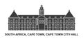 South Africa, Cape Town, Cape Town City Hall, travel landmark vector illustration Royalty Free Stock Photo