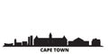 South Africa, Cape Town city skyline isolated vector illustration. South Africa, Cape Town travel black cityscape Royalty Free Stock Photo