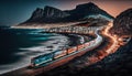South Africa cape town city train mountain and ocean Royalty Free Stock Photo