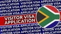 South Africa Circular Flag with Visitor Visa Application Titles Royalty Free Stock Photo