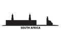 South Africa city skyline isolated vector illustration. South Africa travel black cityscape Royalty Free Stock Photo