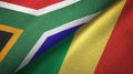 South Africa and Congo two flags textile cloth, fabric texture Royalty Free Stock Photo