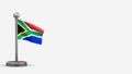 South Africa 3D waving flag illustration on tiny flagpole. Royalty Free Stock Photo