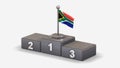 South Africa 3D waving flag illustration on winner podium. Royalty Free Stock Photo