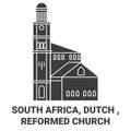 South Africa, Dutch , Reformed Church travel landmark vector illustration Royalty Free Stock Photo