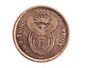 South africa five cents coin on white isolated background Royalty Free Stock Photo