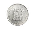 South Africa five cents coin on a white isolated background Royalty Free Stock Photo