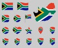 South Africa flag icon set, flag of the Republic of South Africa symbols