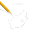 South Africa freehand pencil sketch outline vector map isolated on white background