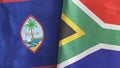 South Africa and Guam two flags textile cloth 3D rendering