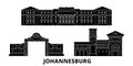 South Africa, Johannesburg flat travel skyline set. South Africa, Johannesburg black city vector illustration, symbol