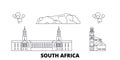 South Africa line travel skyline set. South Africa outline city vector illustration, symbol, travel sights, landmarks.